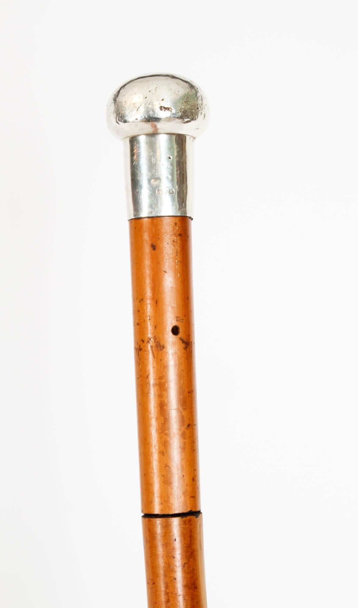 Antique English Silver & Malacca Sword / Walking Stick Cane 19th Century 5