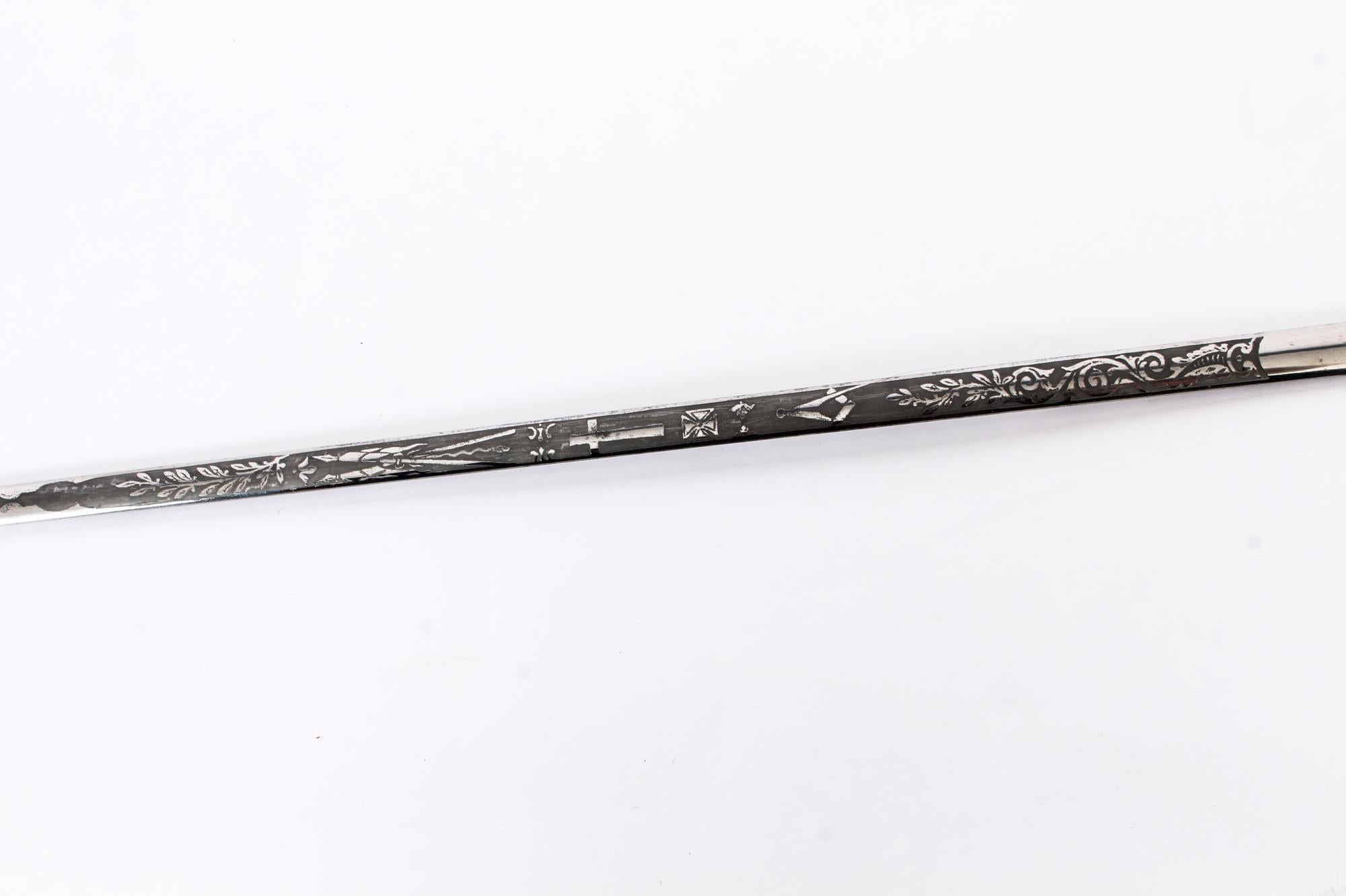 Antique English Silver and Malacca Sword / Walking Stick Cane, 19th Century 5