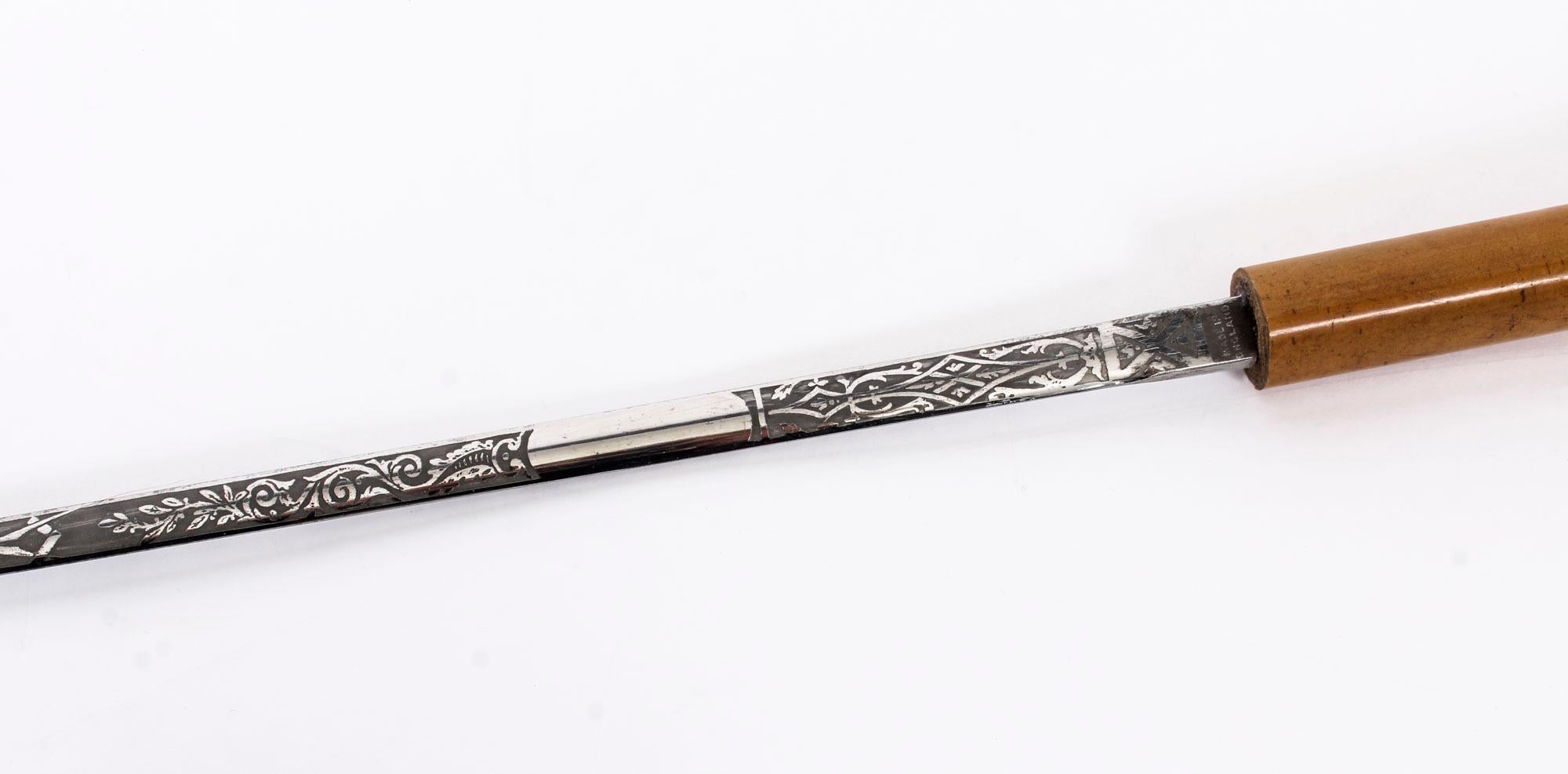 Antique English Silver and Malacca Sword / Walking Stick Cane, 19th Century 6