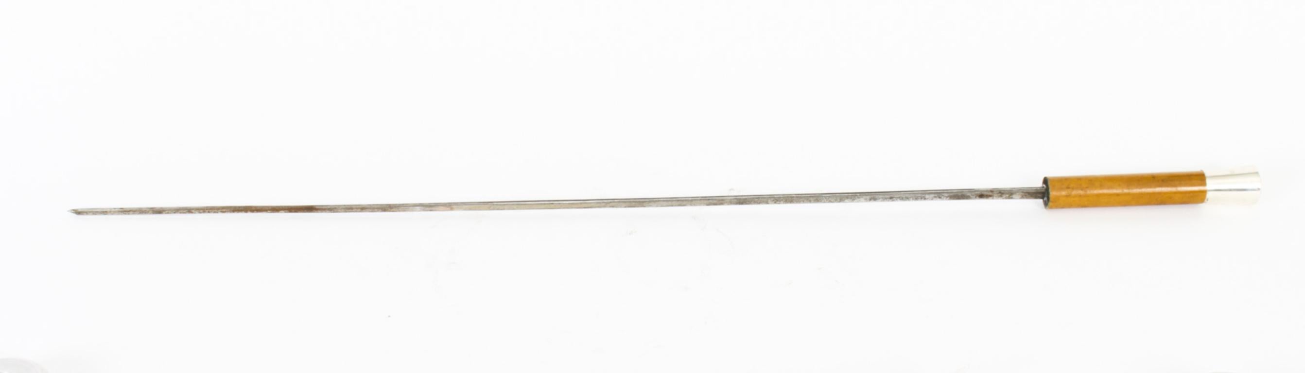 Late 19th Century Antique English Silver & Malacca Sword / Walking Stick Cane, 19th Century
