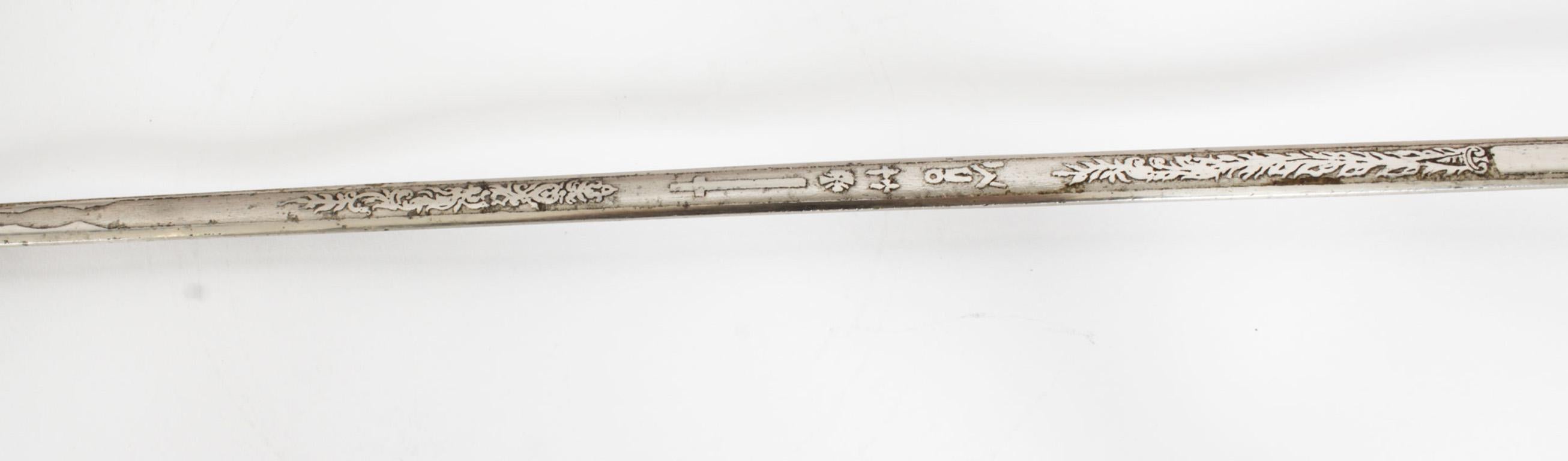 Antique English Silver & Malacca Sword / Walking Stick Cane 19th Century 2