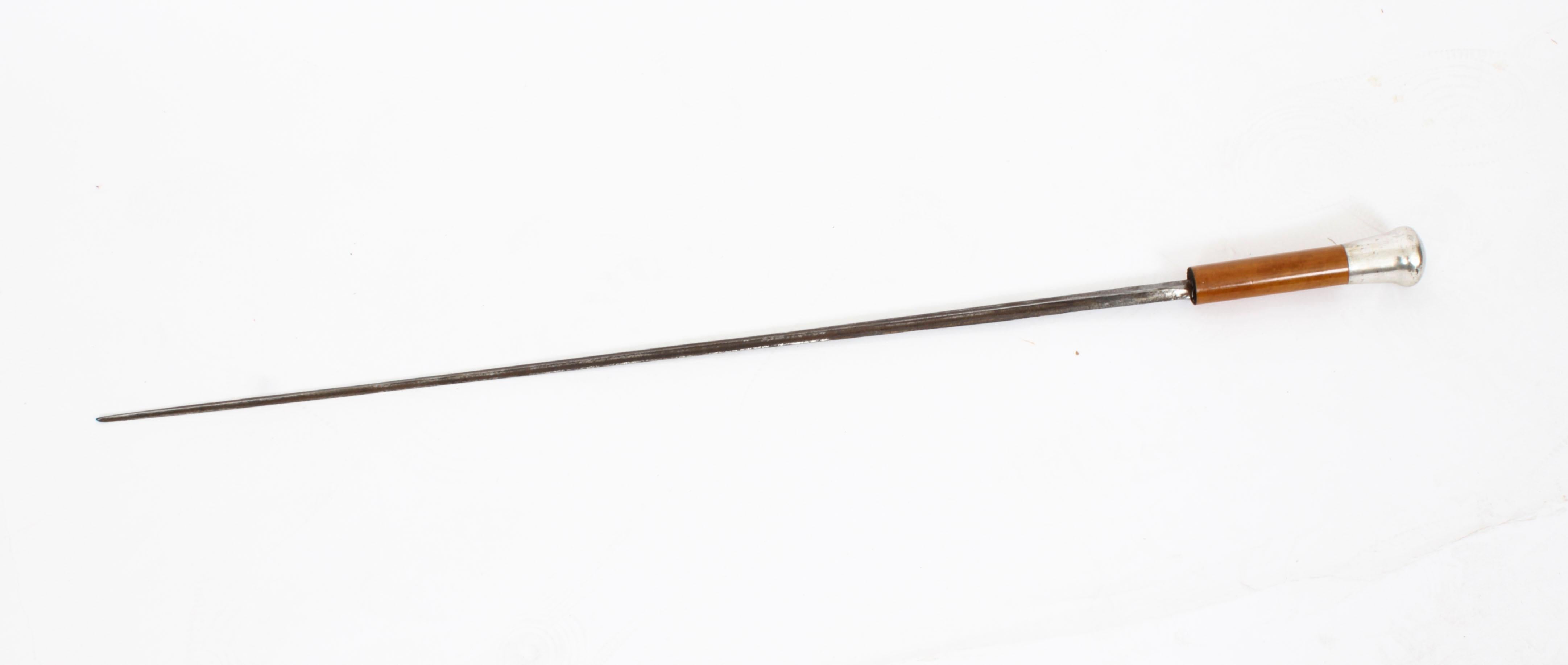 Antique English Silver & Malacca Sword / Walking Stick Cane 19th Century 4