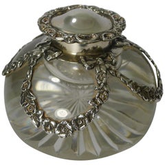 Antique English Silver Mounted Inkwell by William Comyns, 1908