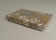 Antique English Silver Mounted Mother of Pearl Card Case, circa 1860