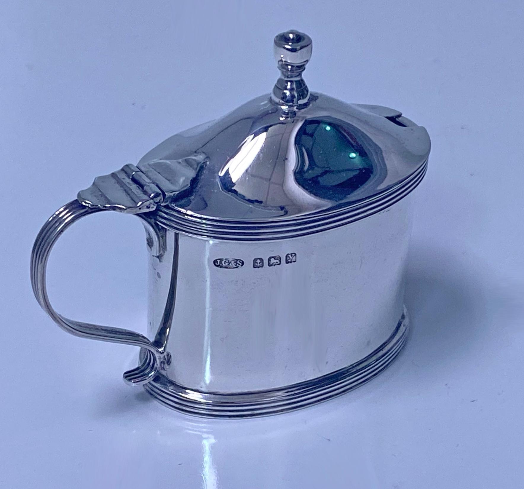 Georgian Antique English Silver Mustard Pot Birmingham 1923 John Grinsell