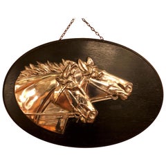Antique English Silver on Copper Horse Plaque