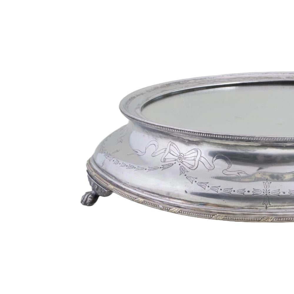 XIX secolo Antique Silver Plate inglese di forma circolare a specchio in vendita