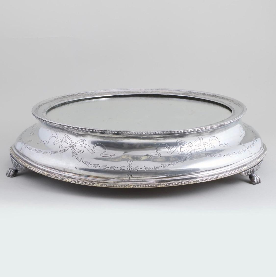 Antique Silver Plate inglese di forma circolare a specchio in vendita 1