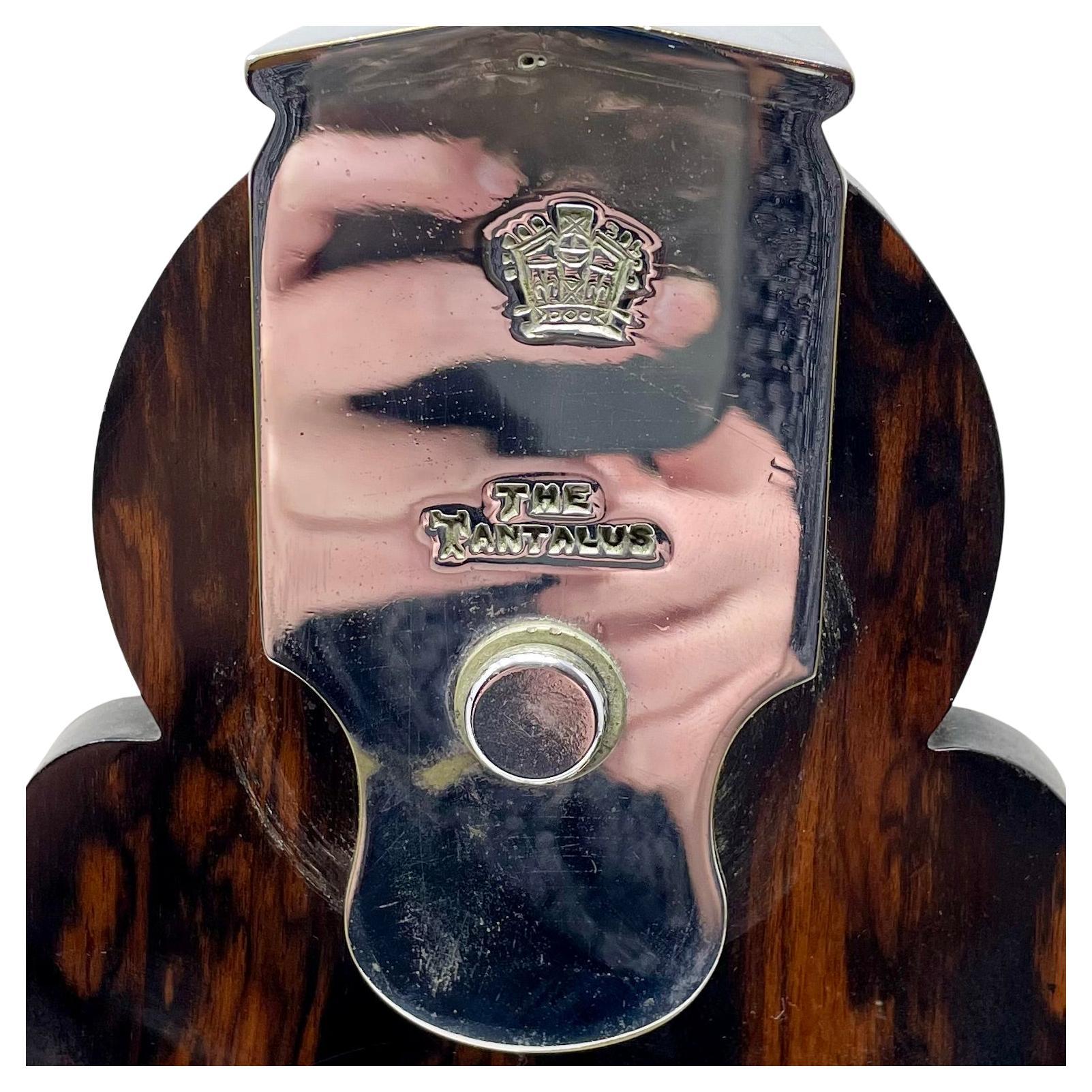 Antique English Silver Plate, Coromandel Wood and Cut Crystal 3 Bottle Tantalus. For Sale 6