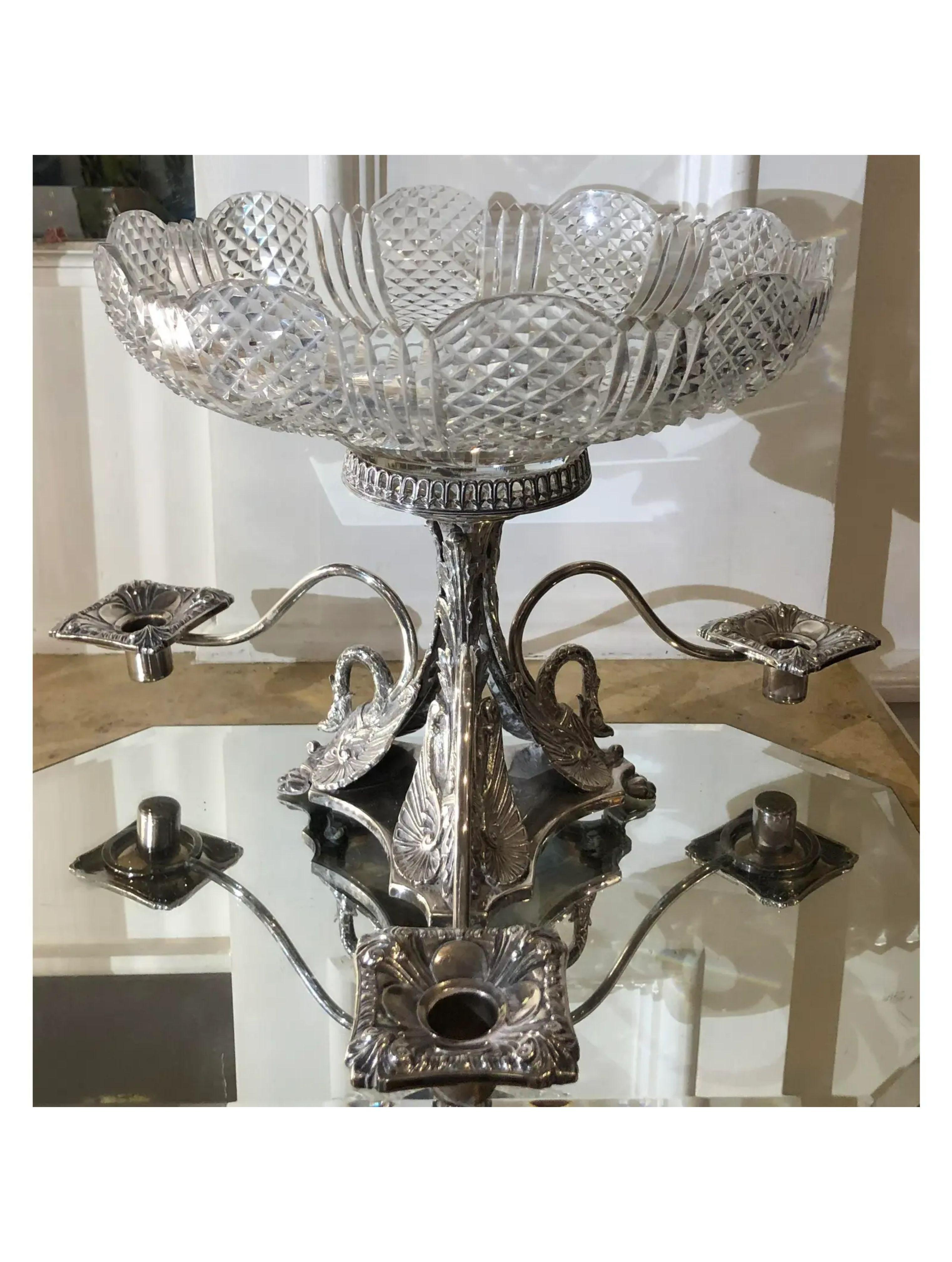 Antique English Silver Plate & Crystal Centerpiece

Additional information:
Materials: Crystal, Metal
Color: Silver
Period: Mid-19th Century
Place of Origin: England
Country of Origin: United Kingdom
Styles: English
Item Type: Vintage,