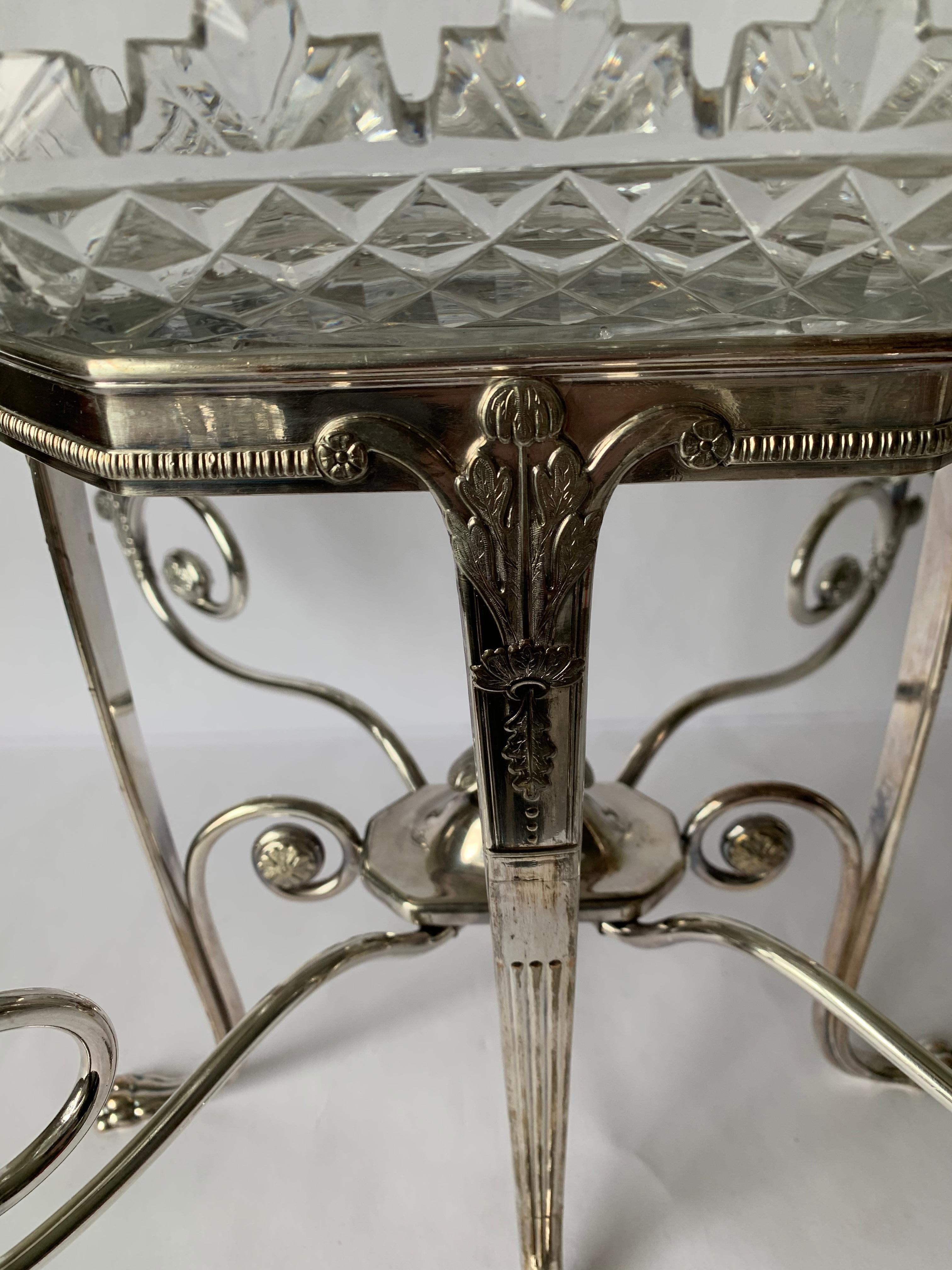 Late 19th Century Antique English Silver Plated and Cut Glass Epergne