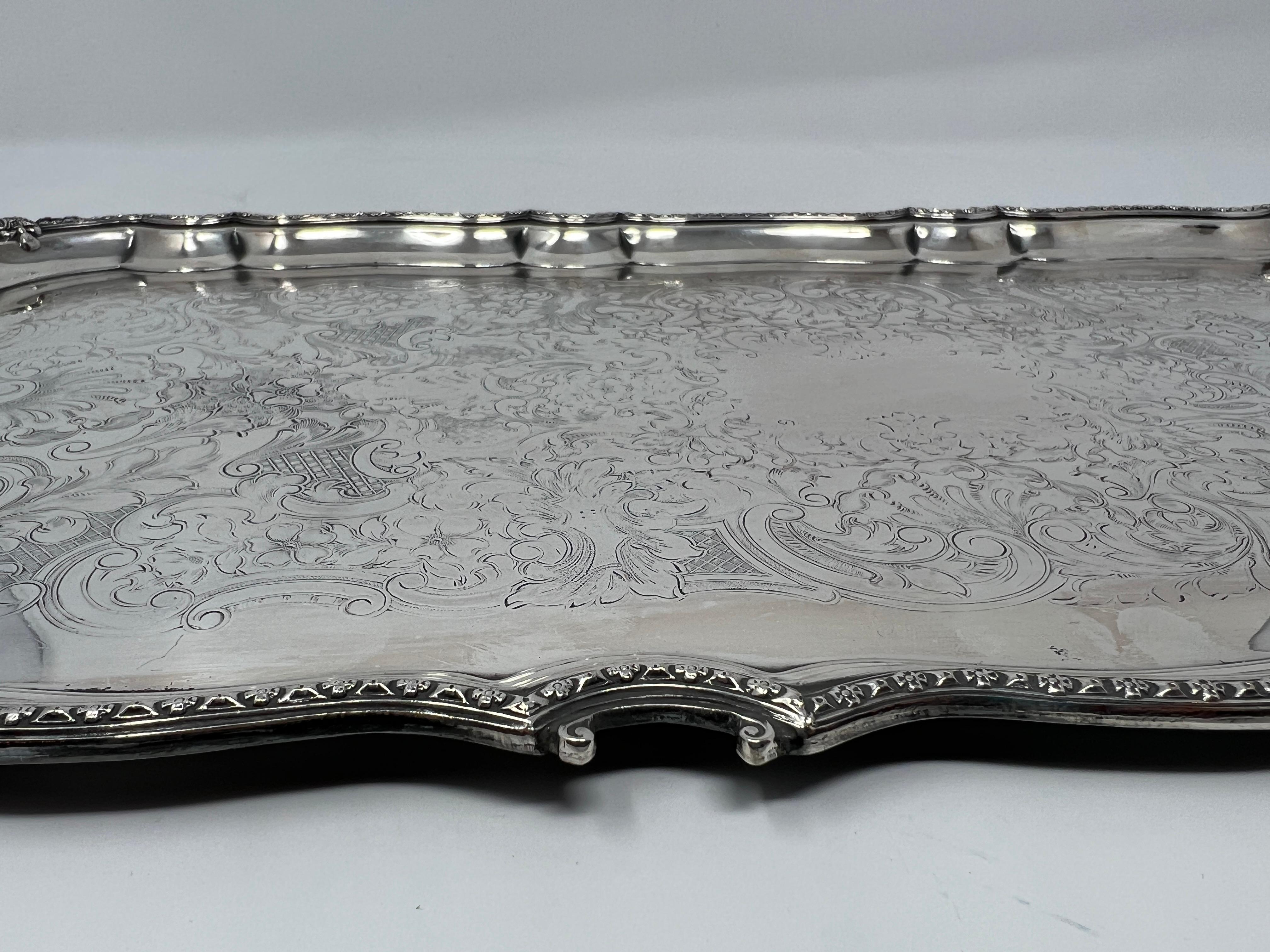 20th Century Antique English Silver Plate Drinks Tray, Circa 1920's. For Sale