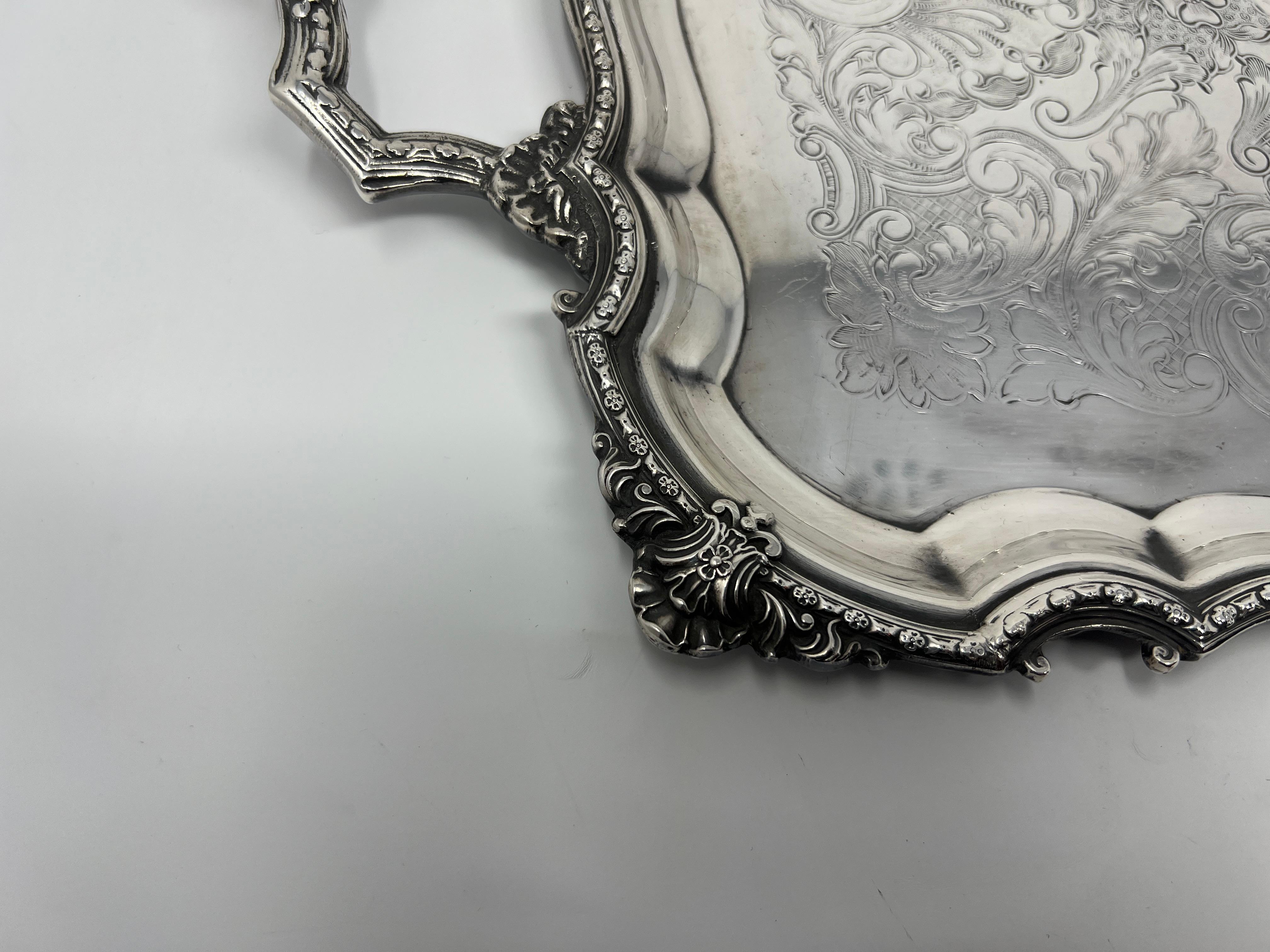 Antique English Silver Plate Drinks Tray, Circa 1920's. For Sale 1