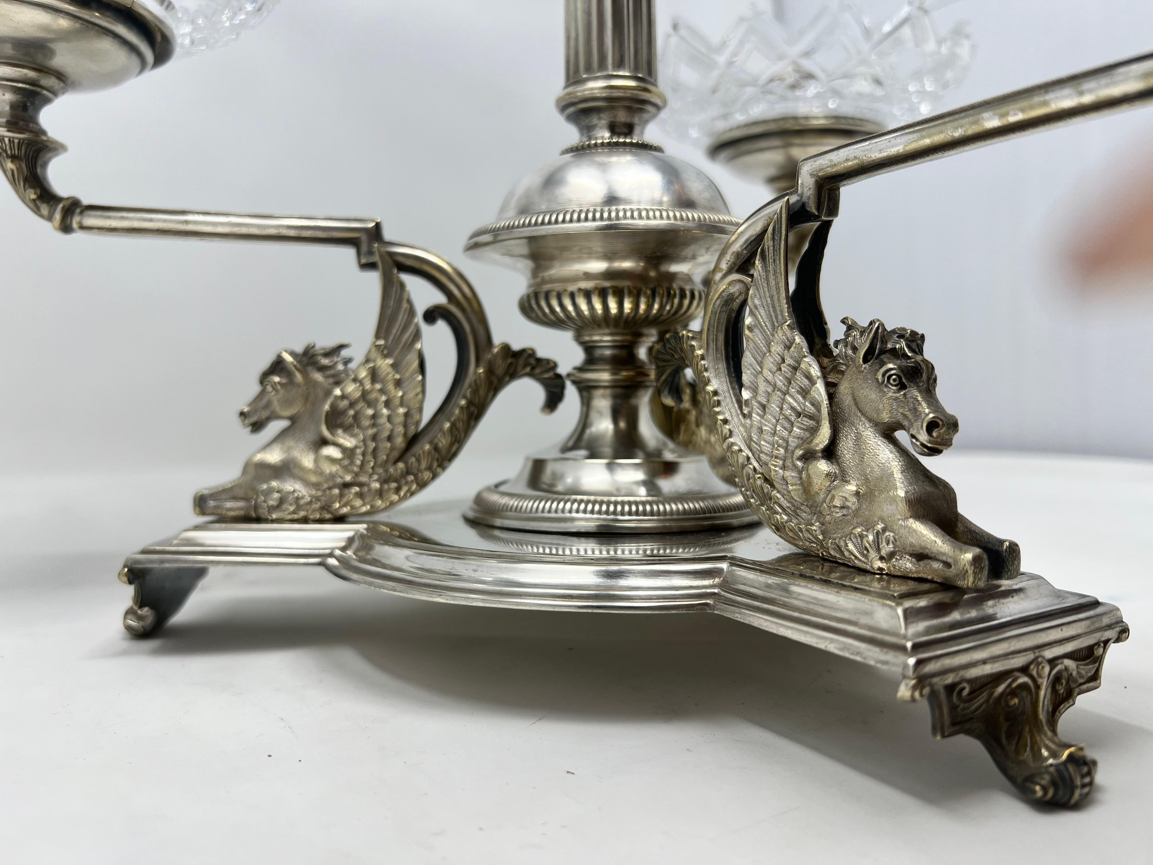 Antique English silver plate epergne.