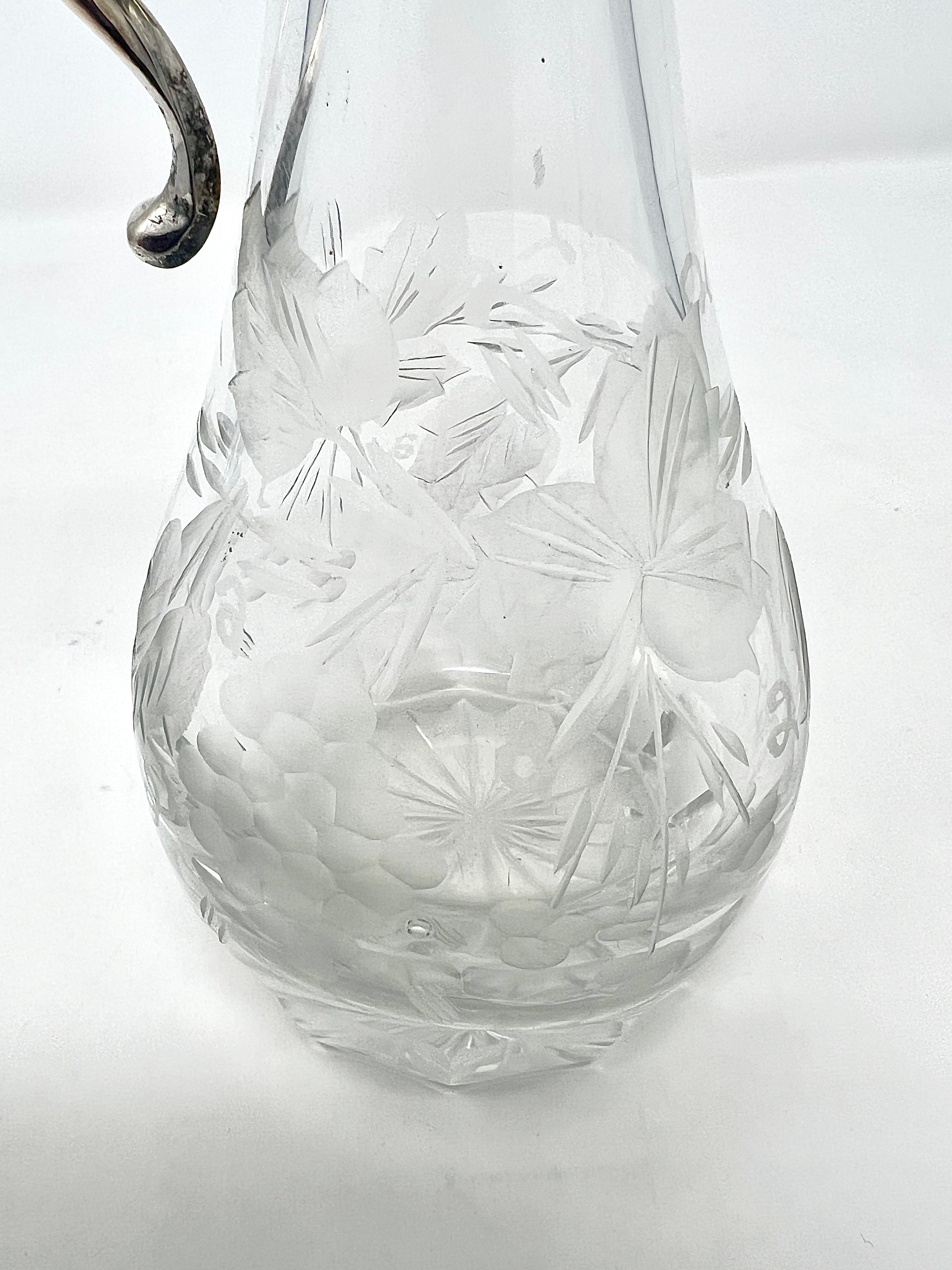 Antikes englisches Öl- und Vinegar-Krümelentferner-Set aus Silberblech und geätztem Glas, um 1870 im Zustand „Gut“ im Angebot in New Orleans, LA