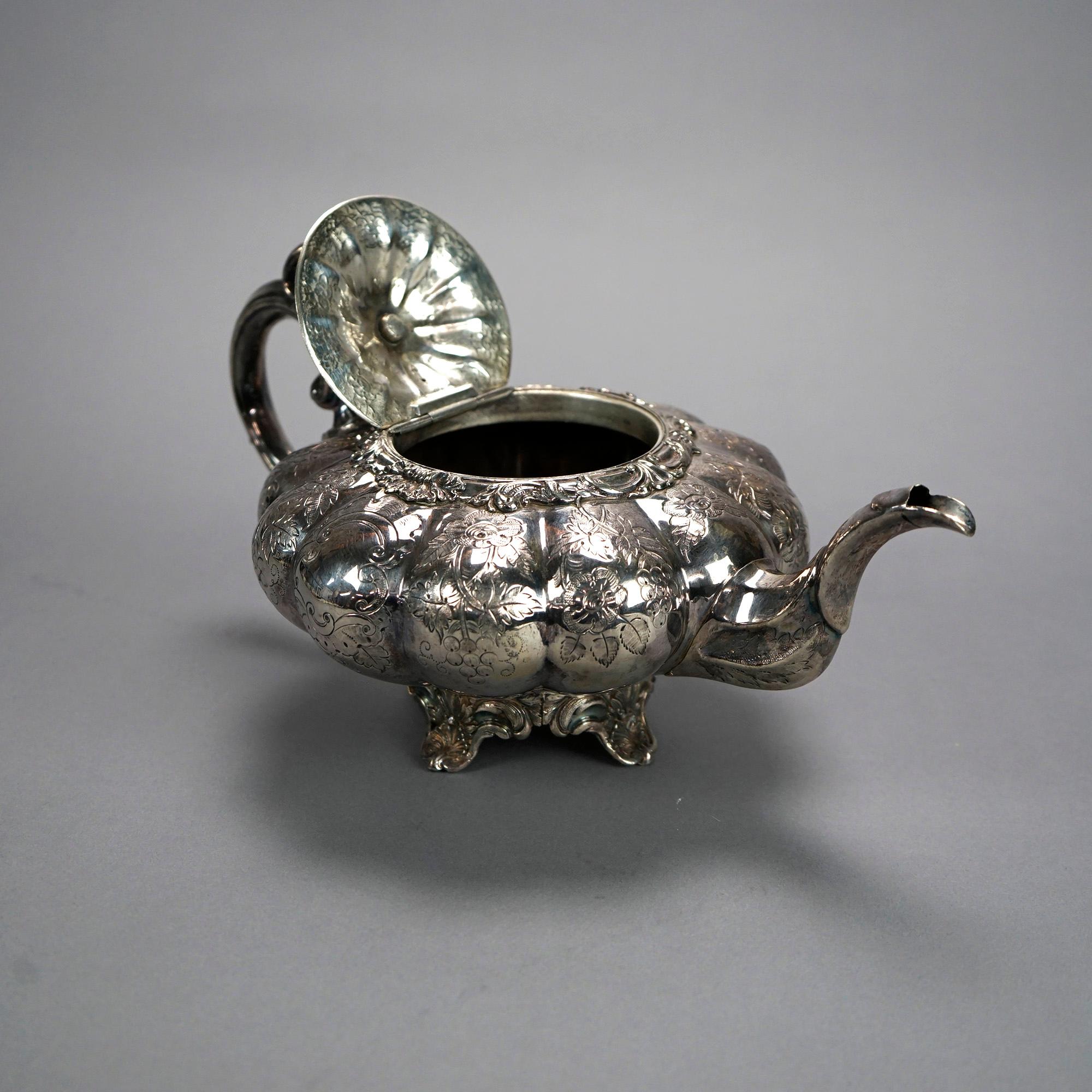 Antike englische Silberplatte Vier Stück Tee-Set mit Tablett 19. im Angebot 8