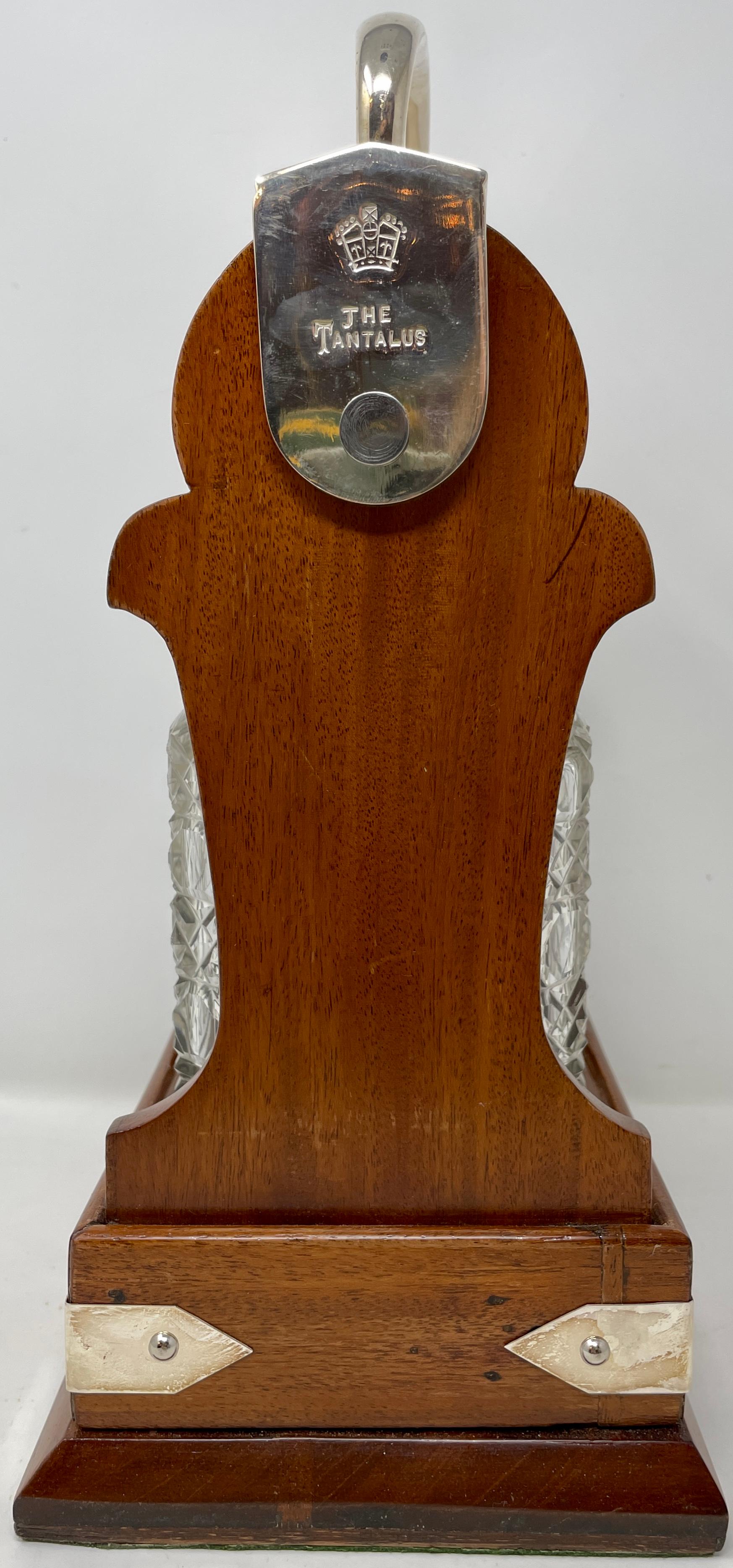 Sheffield Plate Antique English Silver-Plate, Golden Oak & Cut Crystal Tantalus, Circa 1890.