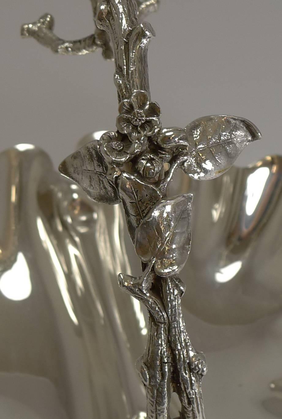 Plated Antique English Silver Plate Grape Stand, circa 1900