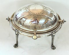 Antique English Silver Plate Hand Engraved Butter Tureen, Philip Ashberry & Sons