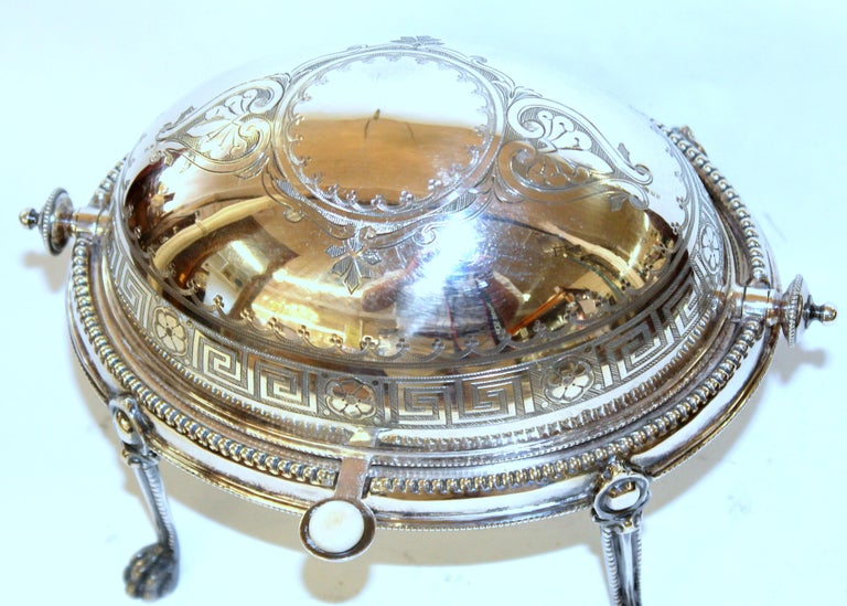 Antique English Silver Plate Hand Engraved Butter Tureen, Philip