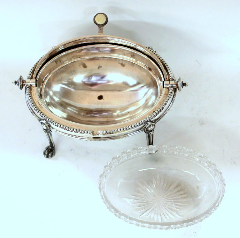 Antique English Silver Plate Hand Engraved Butter Tureen, Philip