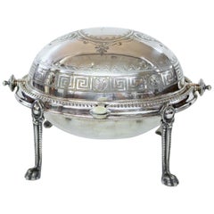 Antique English Silver Plate Hand Engraved Butter Tureen, Philip Ashberry & Sons