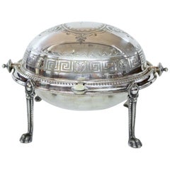 Soupière à beurre en argent anglais ancien gravé à la main:: Philip Ashberry & Sons