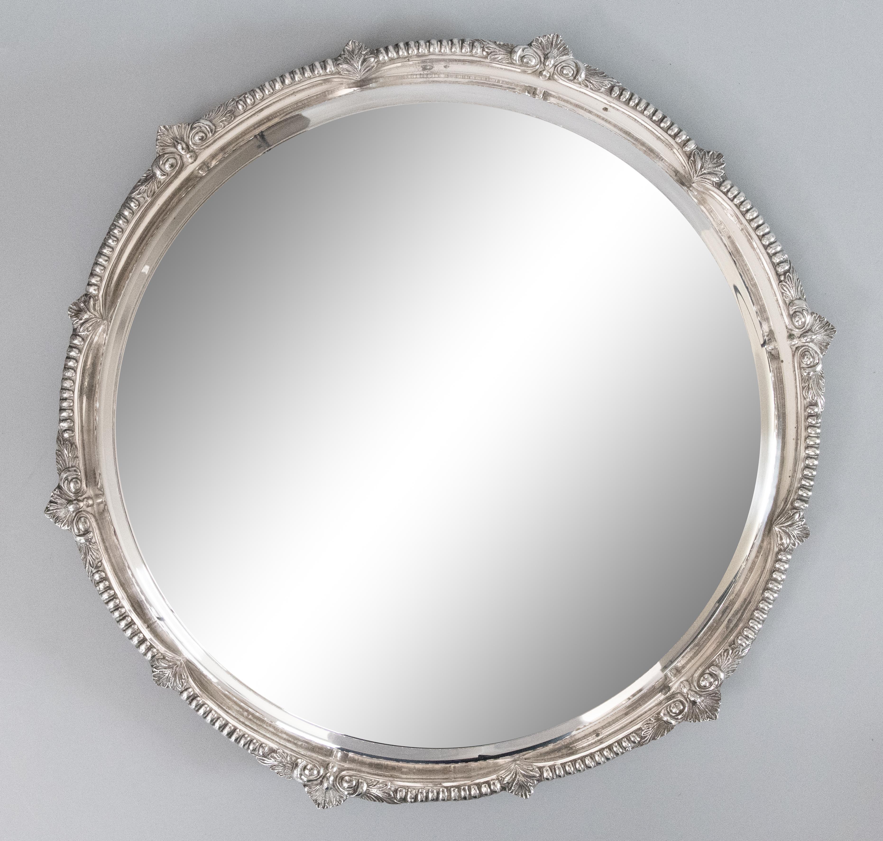 Antique English Silver Plate Mirror Plateau Tray In Good Condition In Pearland, TX