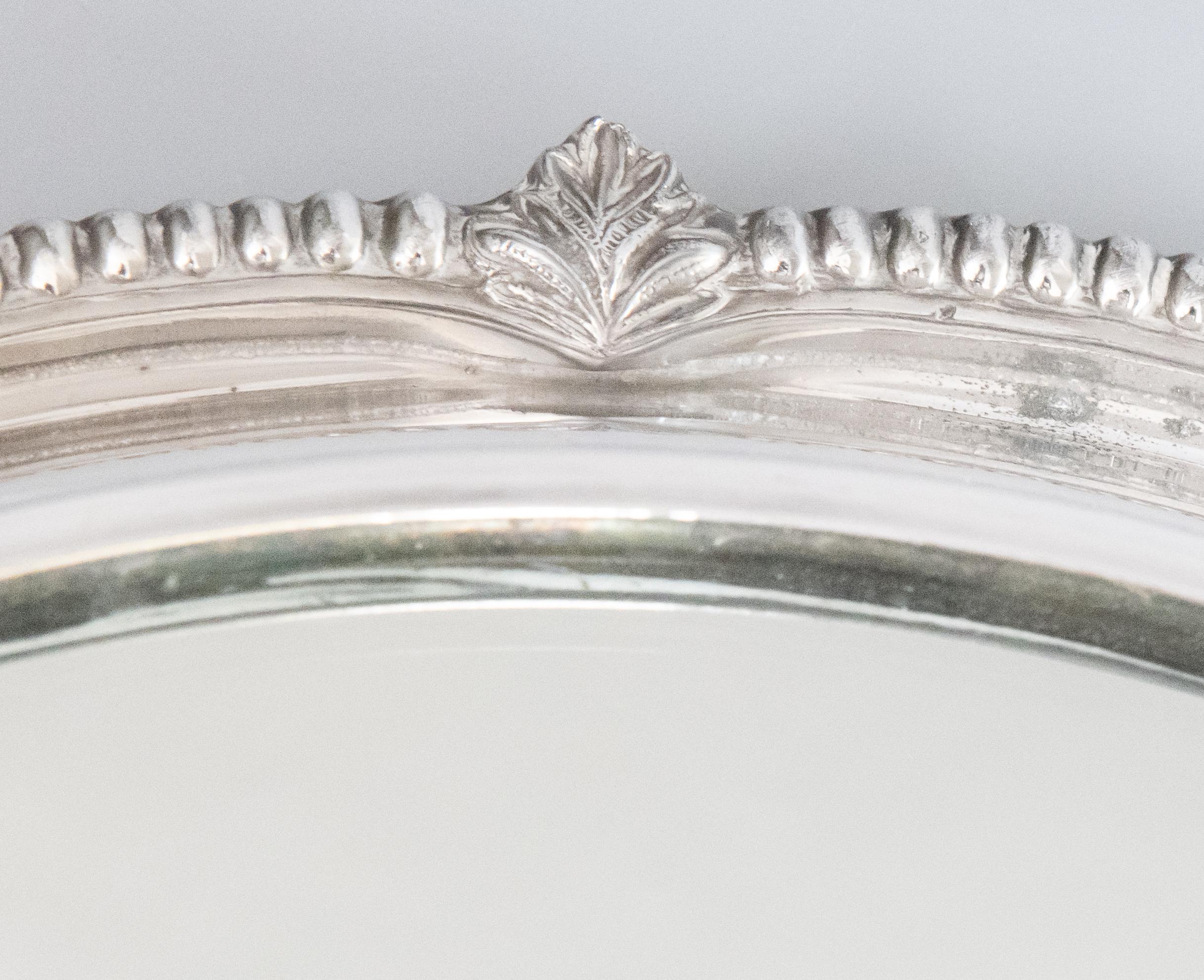 Antique English Silver Plate Mirror Plateau Tray 2