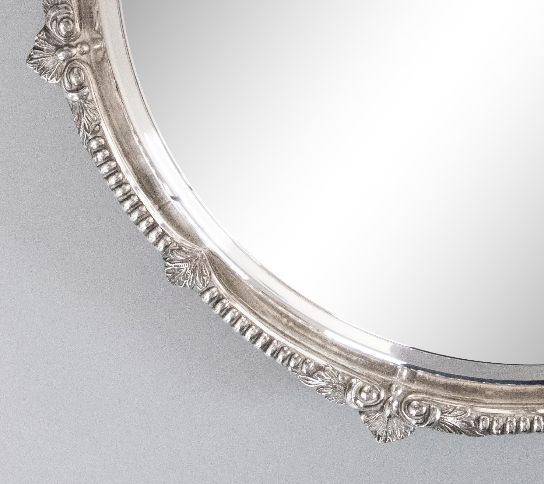 Antique English Silver Plate Mirror Plateau Tray 3