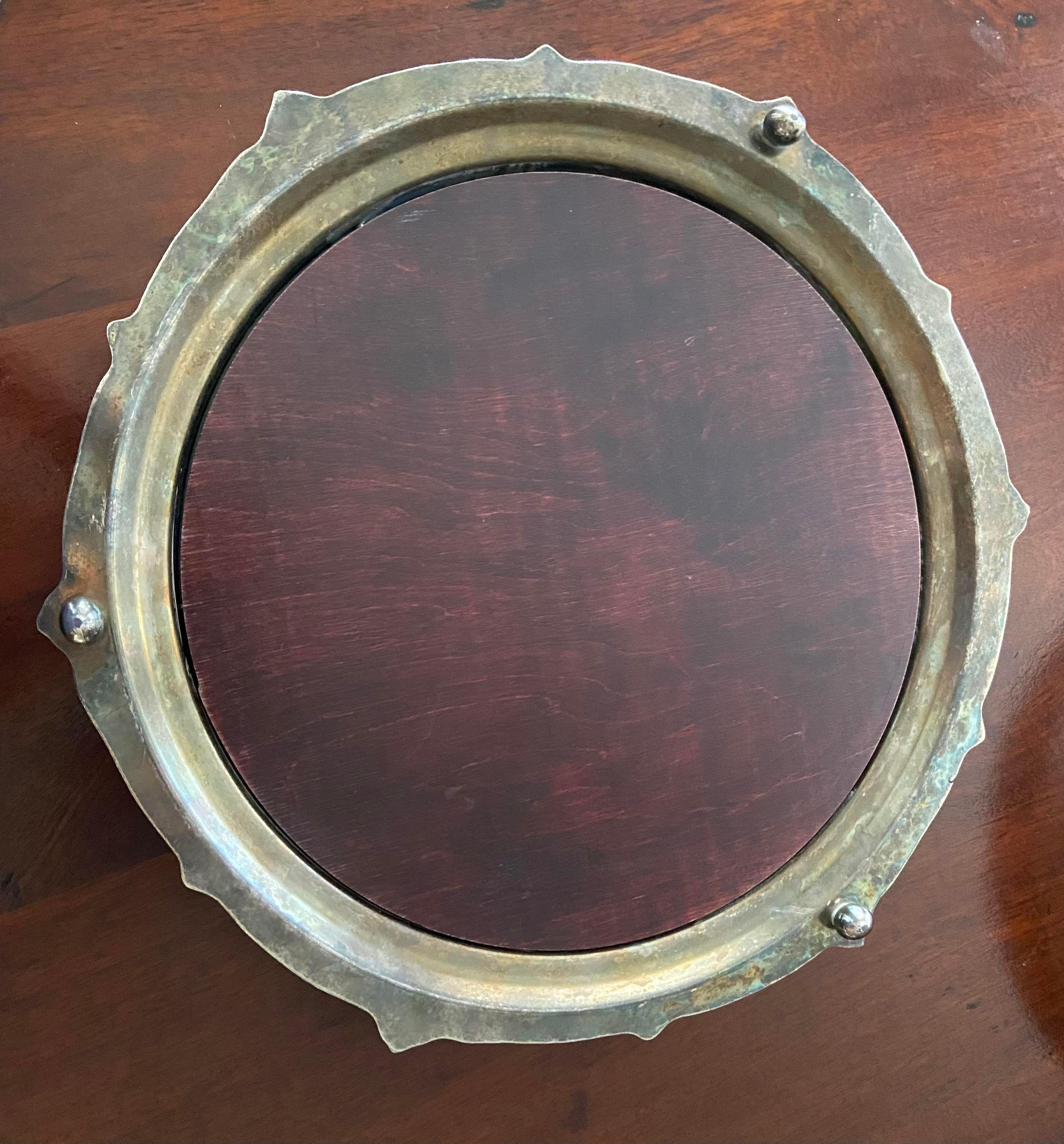 Antique English Silver Plate Mirror Plateau Tray 4