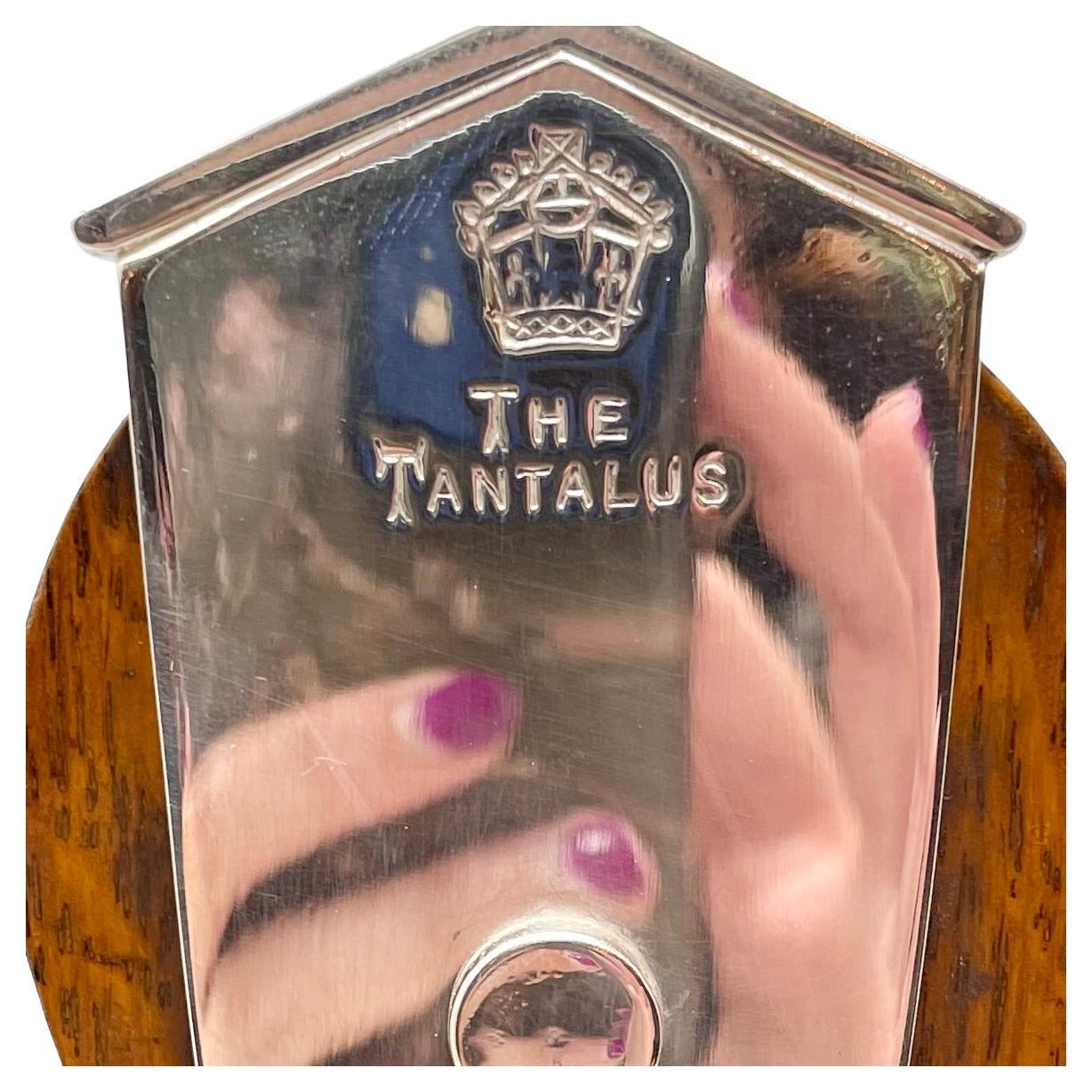 Antike englische versilberte Tantalus-Flasche aus Eiche und Kristall mit 3 Flaschen aus Tantalus, um 1890 im Angebot 5