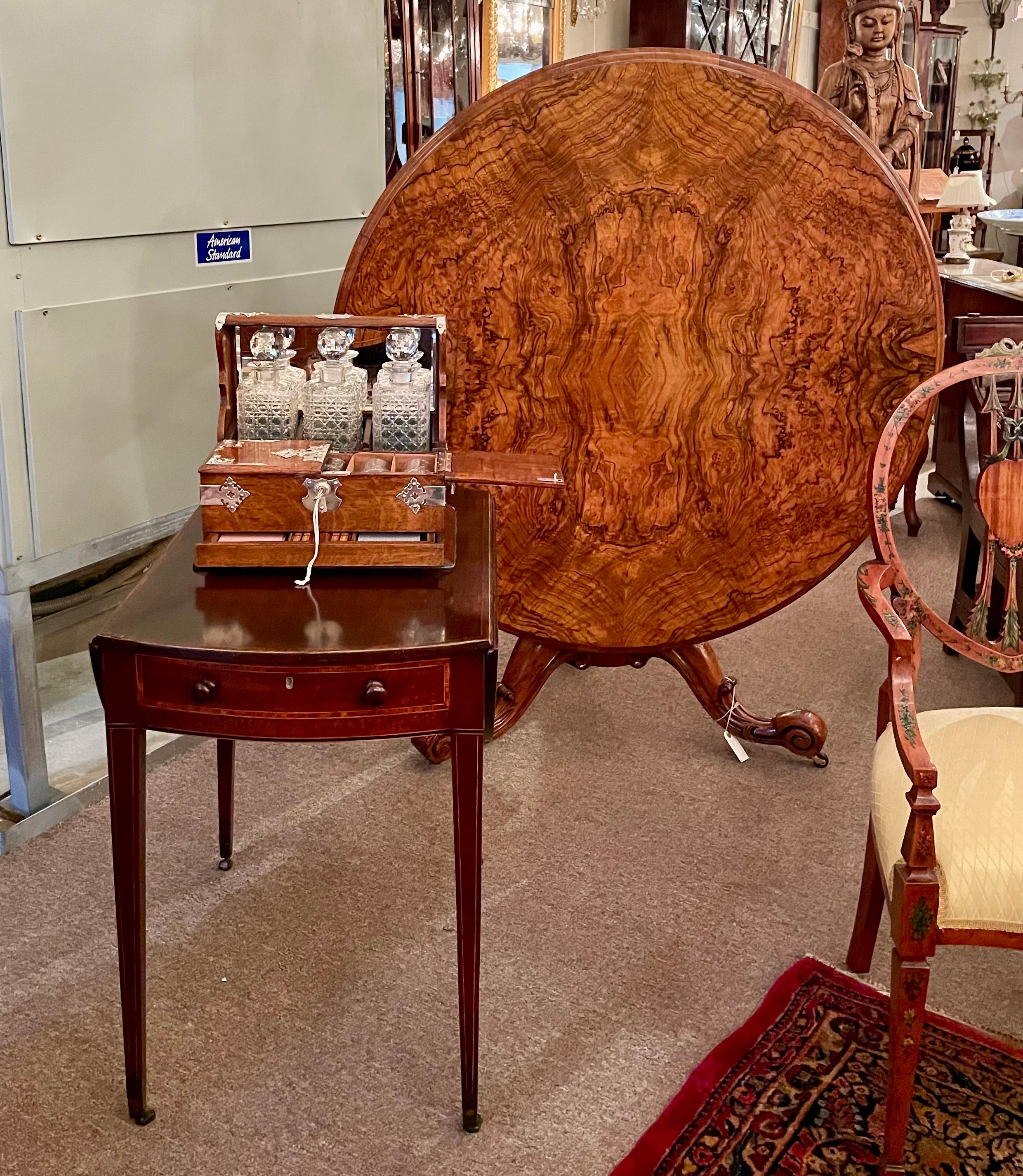 Antike englische versilberte Eichenholz- und Kristall-Spielschachtel Tantalus, um 1880 im Angebot 9