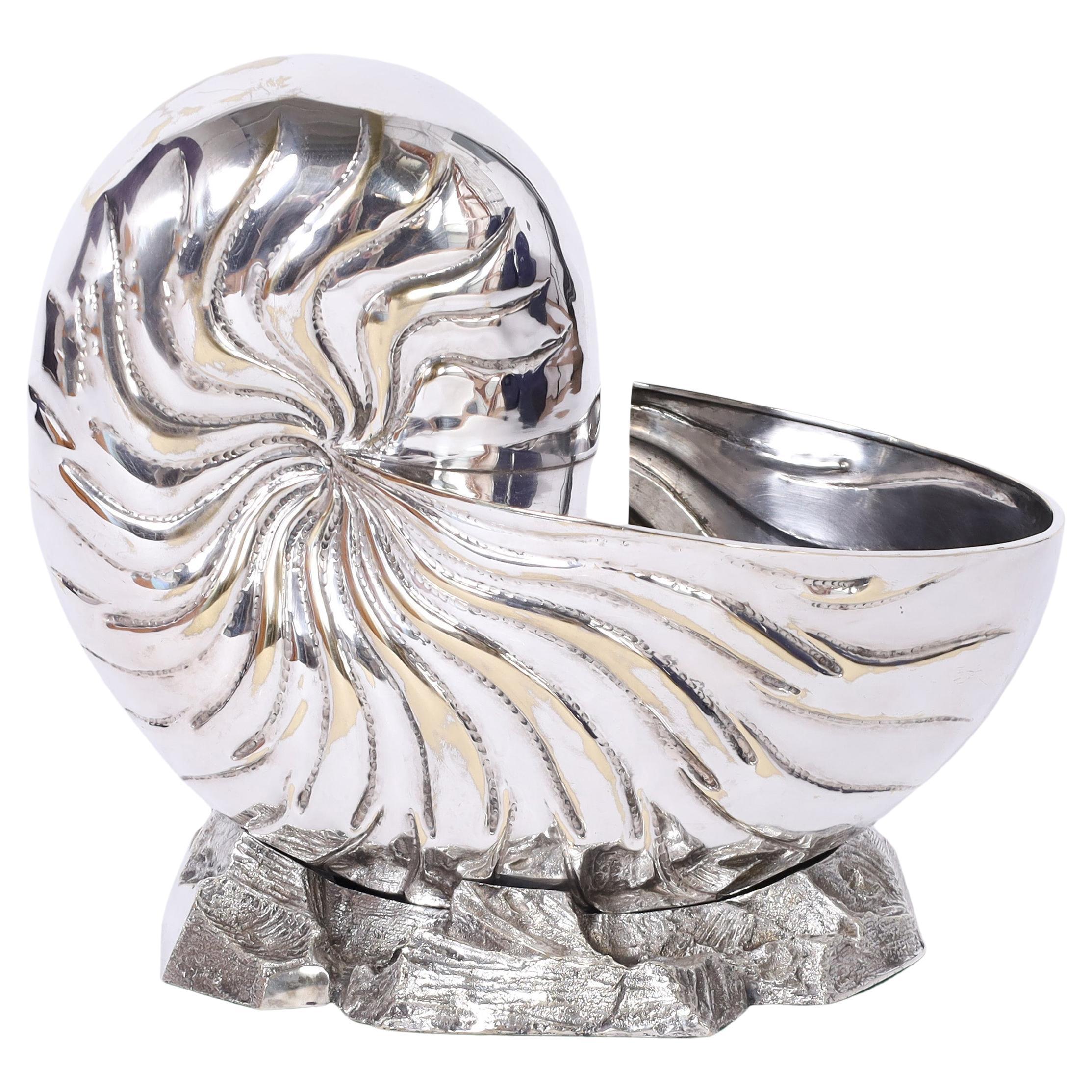 Antique English Silver Plate Nautilus Spoon Warmer or Sculpture For Sale