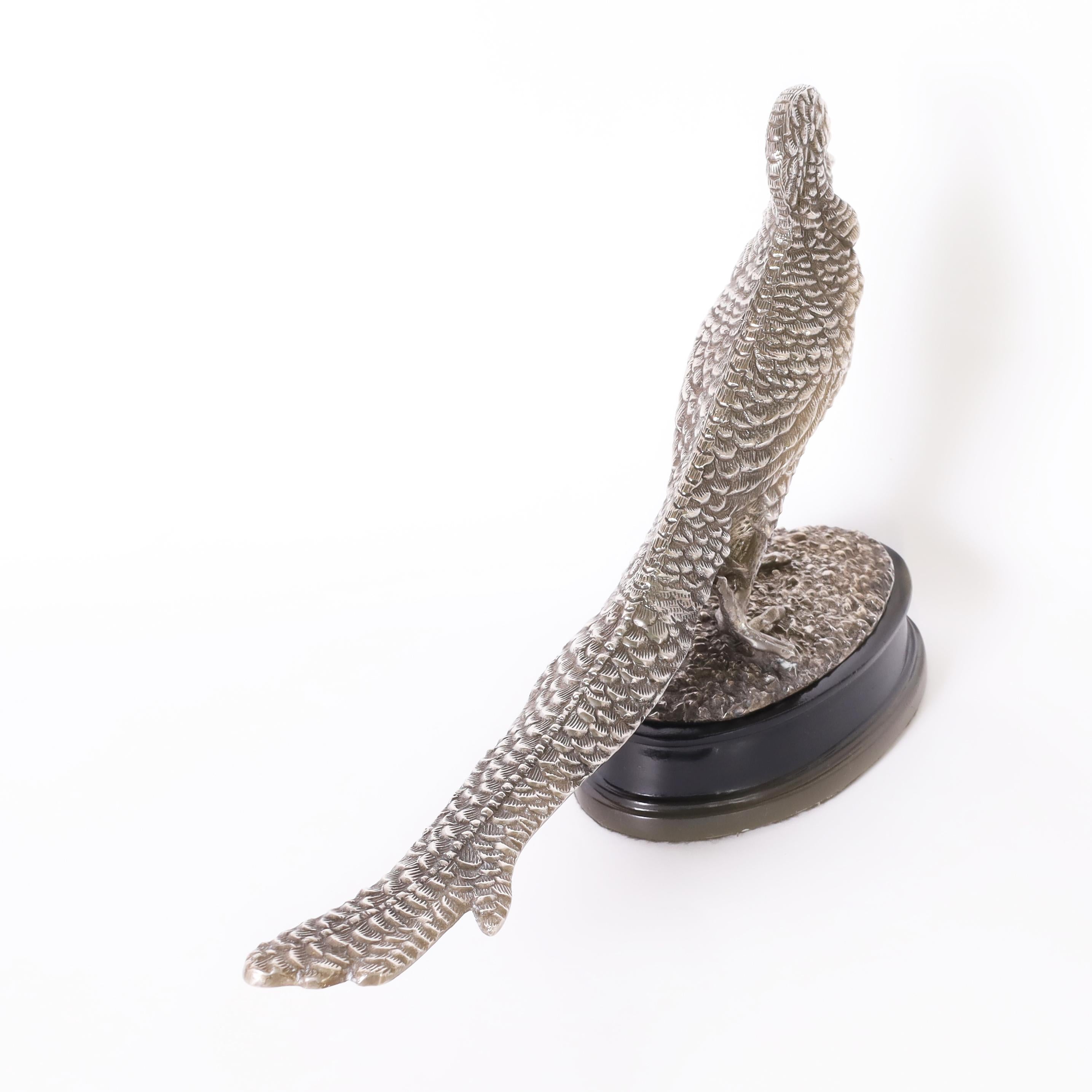 Edwardian Antique English Silver Plate Pheasant Sculpture For Sale