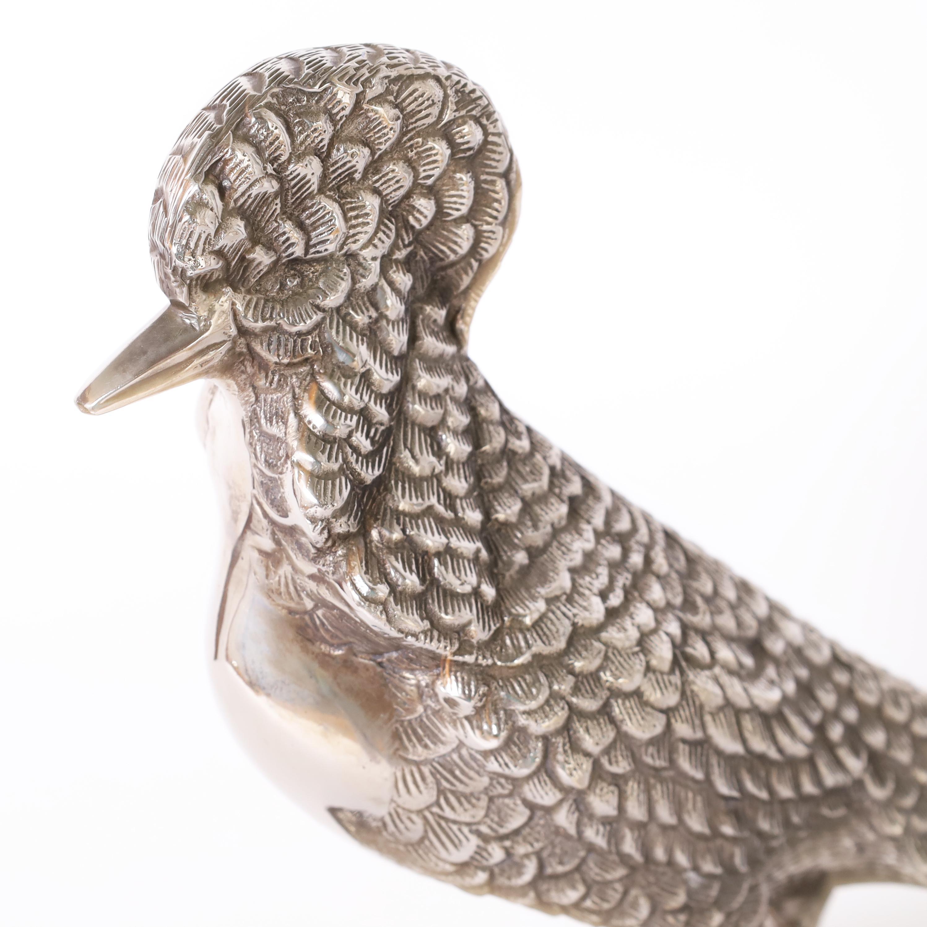 Antique English Silver Plate Pheasant Sculpture For Sale 1