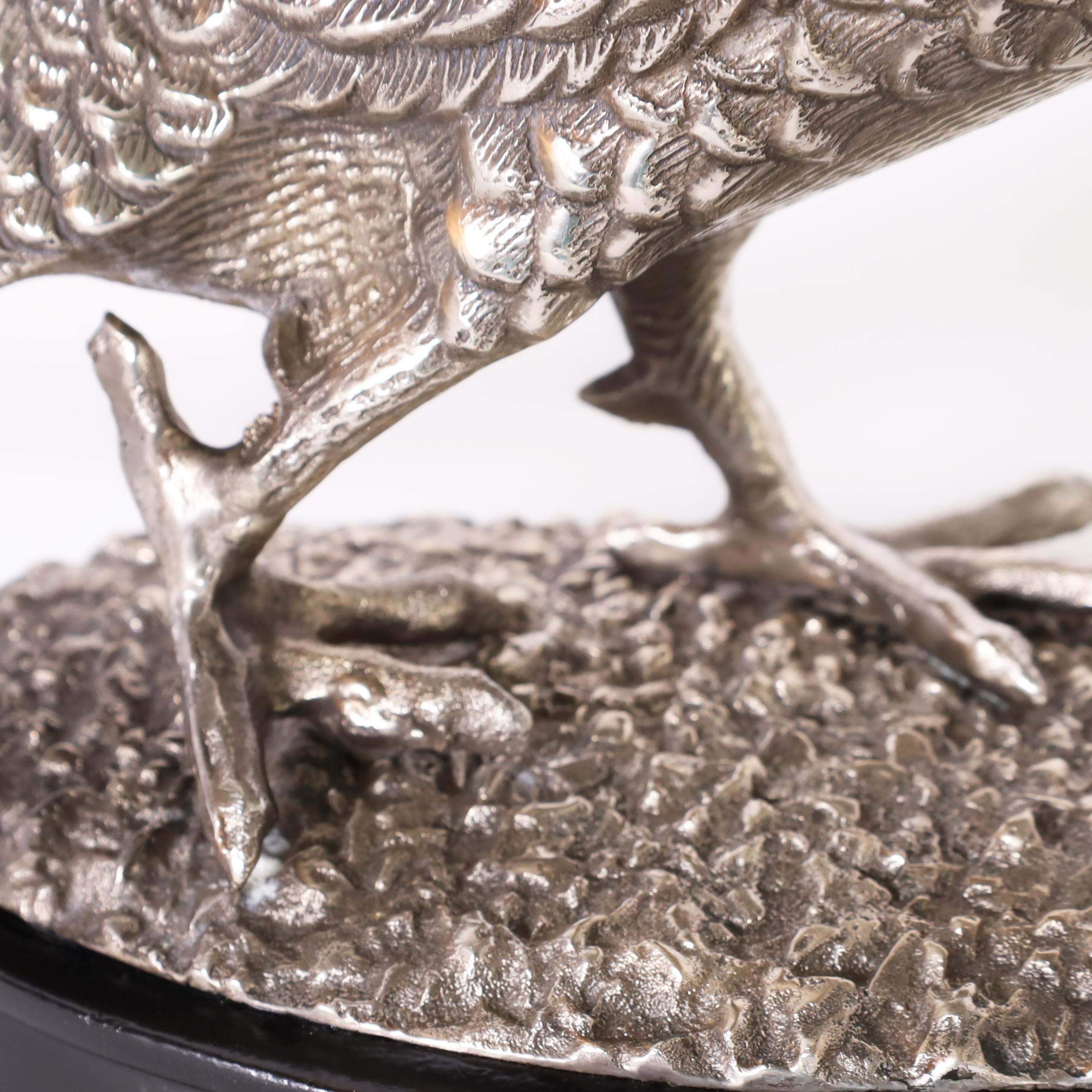 Antique English Silver Plate Pheasant Sculpture For Sale 3