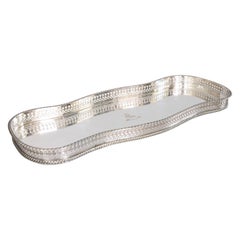 Antique English Silver Plate Serpentine Gallery Tray