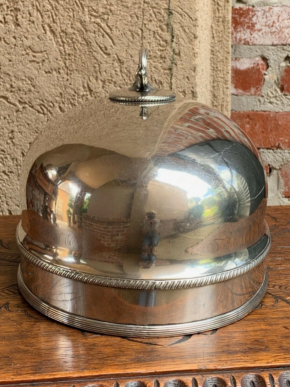 Other Antique English Silver Plate Turkey Meat DOME Food Cover Eagle Engraved Copper