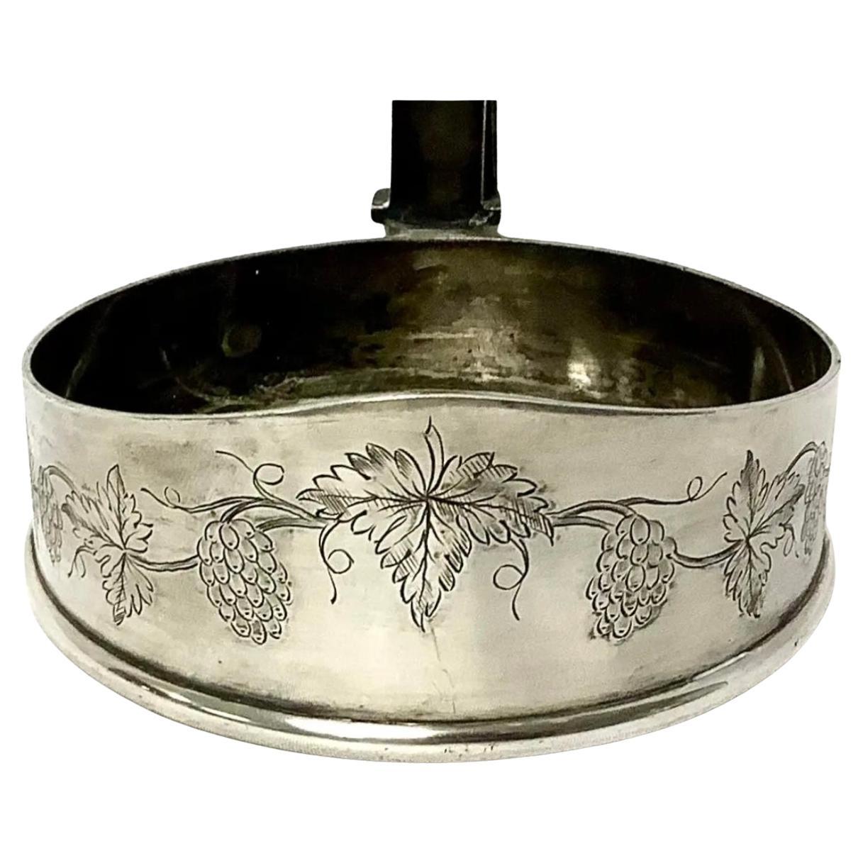 Antique English Silver Plate Wine Bottle Holder In Good Condition For Sale In Bradenton, FL