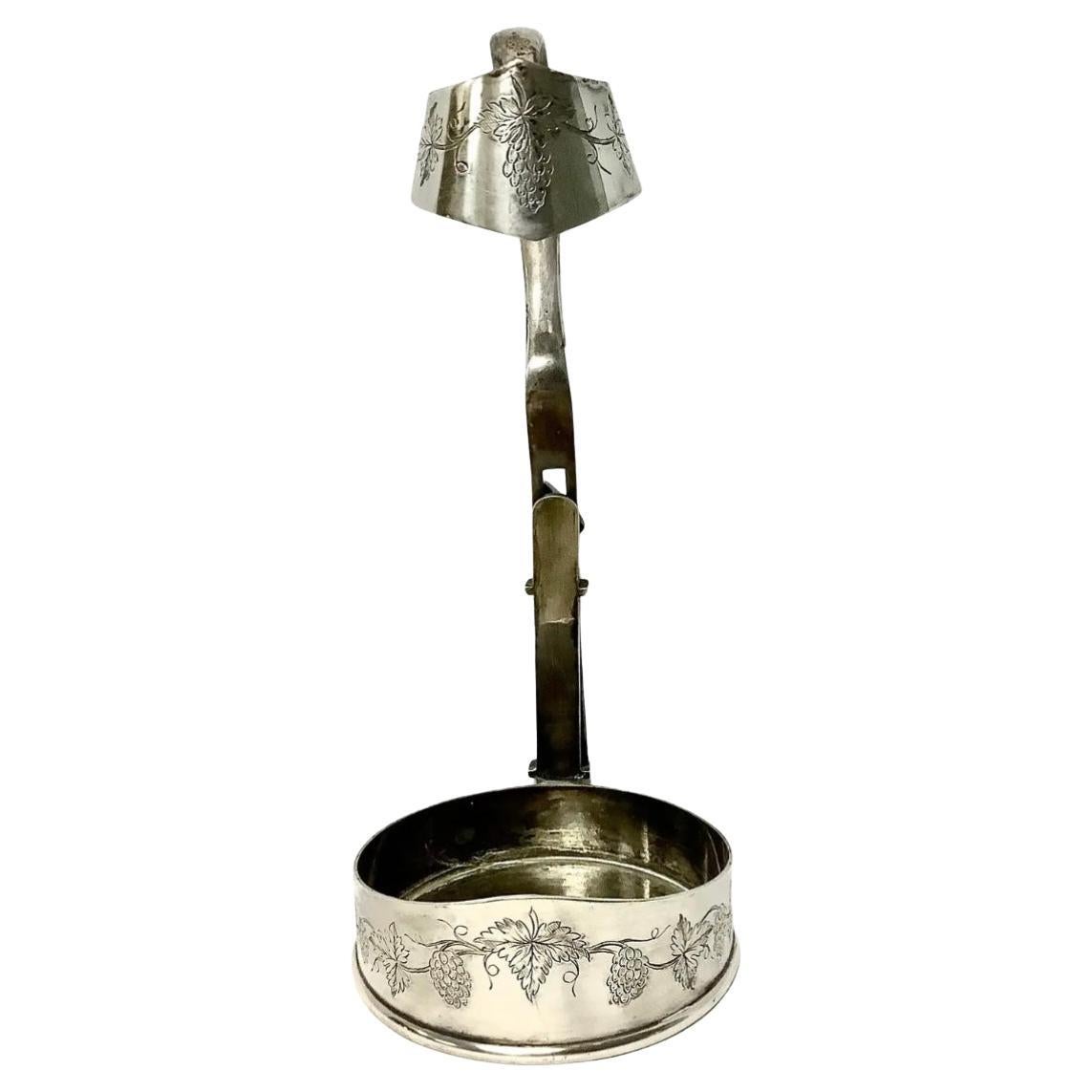 19th Century Antique English Silver Plate Wine Bottle Holder For Sale