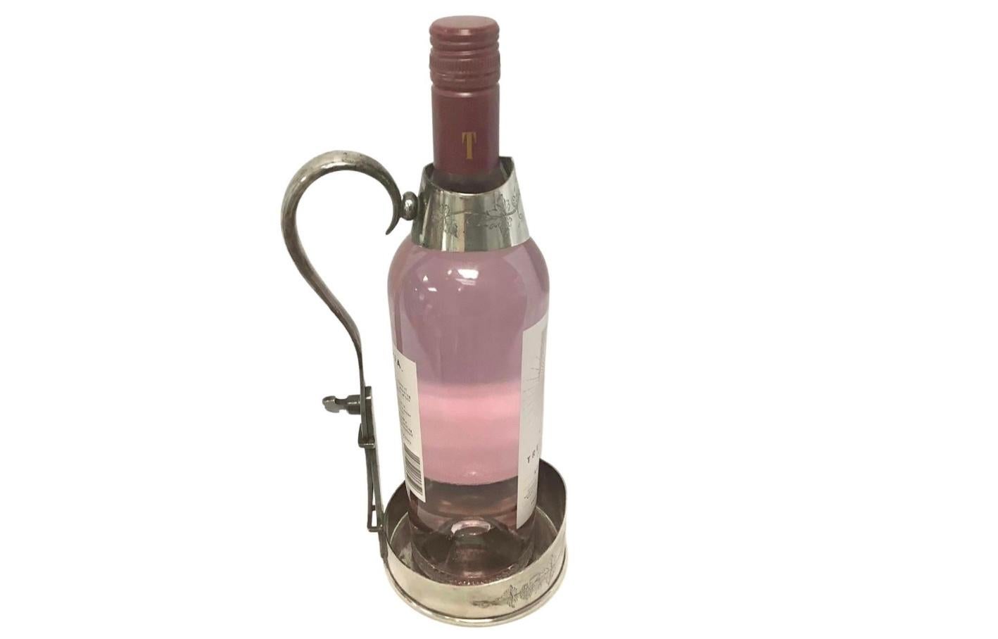 19th Century Antique English Silver Plate Wine Bottle Holder For Sale