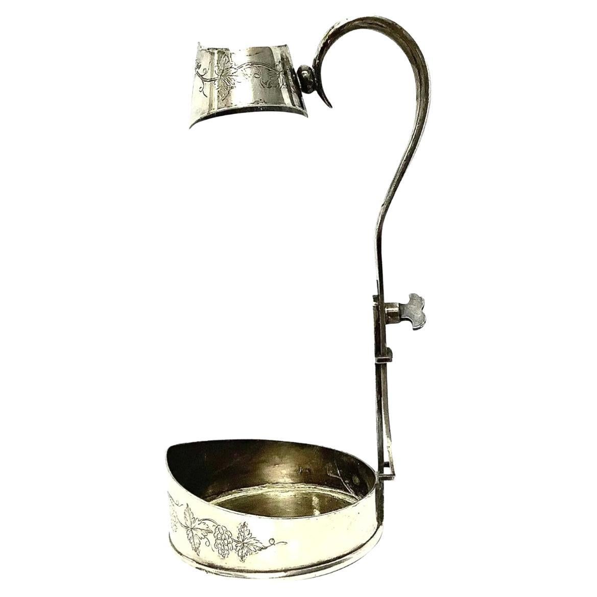 Antique English Silver Plate Wine Bottle Holder For Sale 2