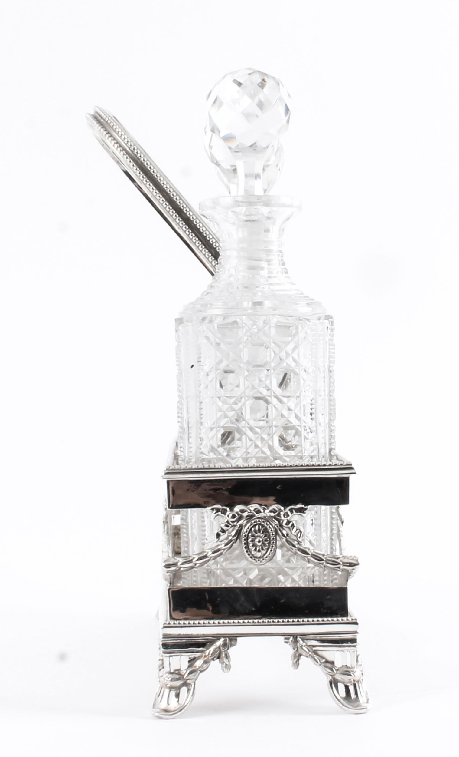 Late 19th Century Antique English Silver Plated 3 Bottle Tantalus Martin Hall Arnold & Lewis, 1880