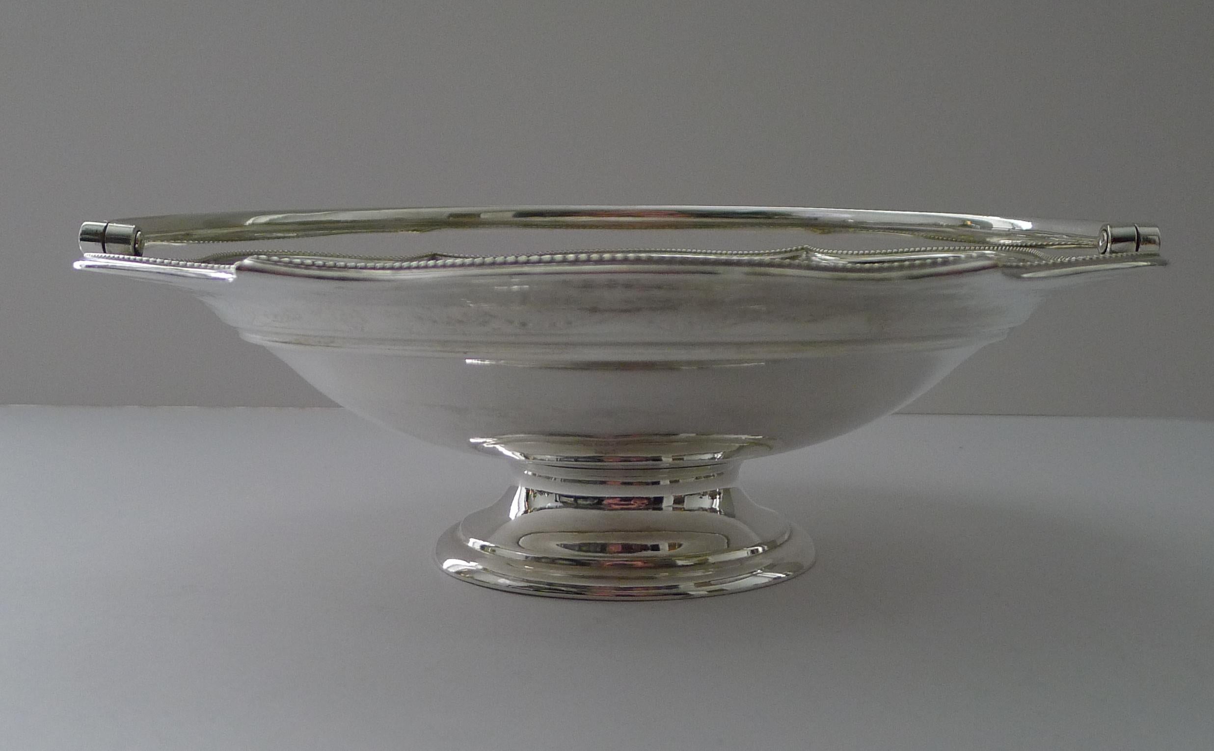 Victorian Antique English Silver Plated Basket by Briddon Brothers c.1880