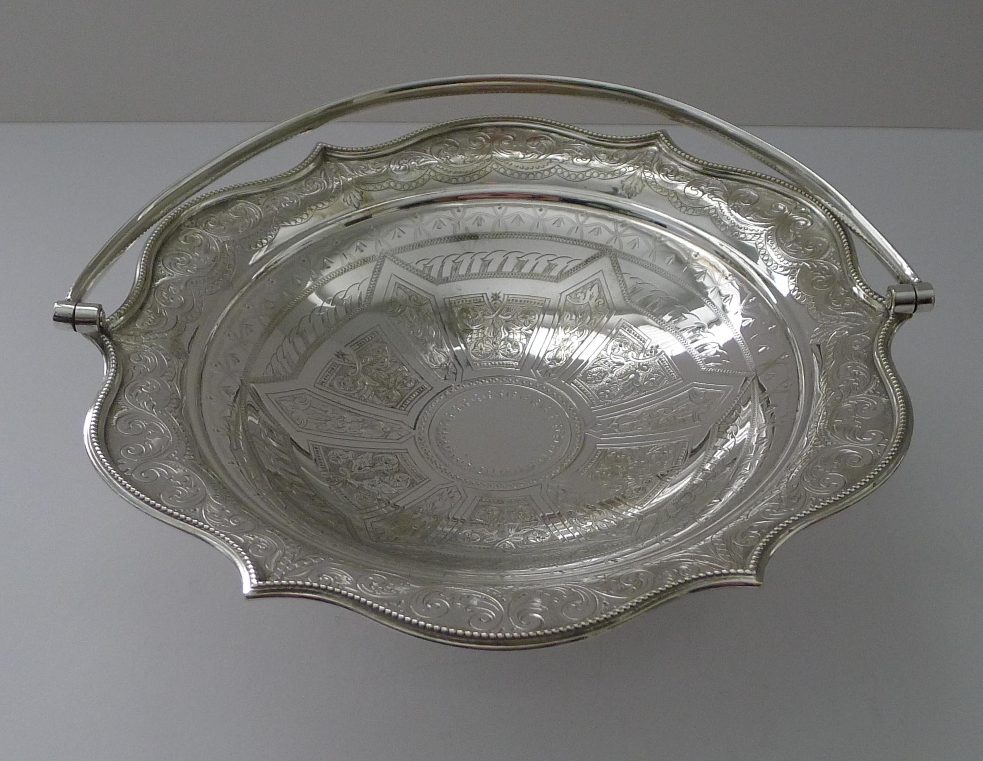 British Antique English Silver Plated Basket by Briddon Brothers c.1880