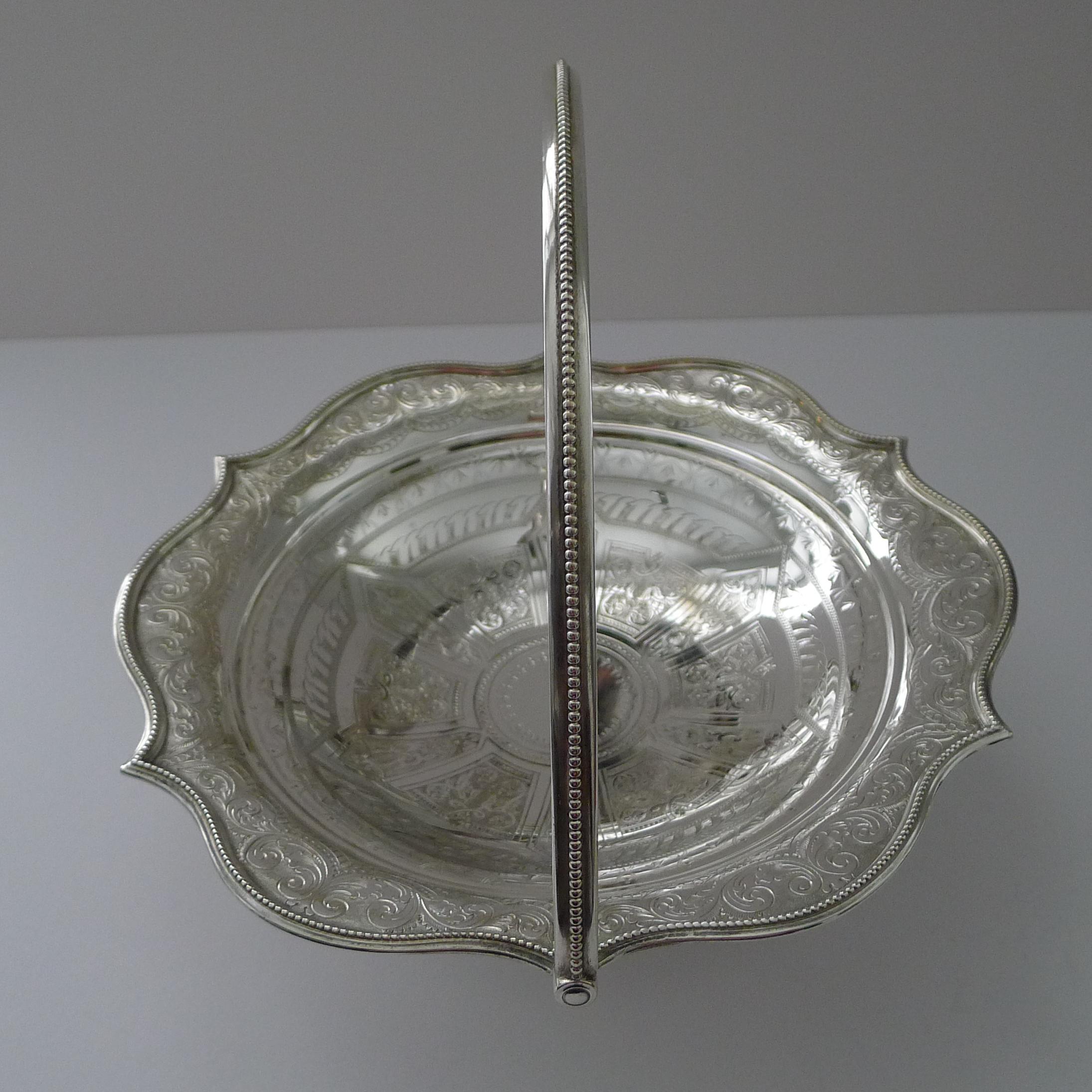 Antique English Silver Plated Basket by Briddon Brothers c.1880 In Good Condition In Bath, GB