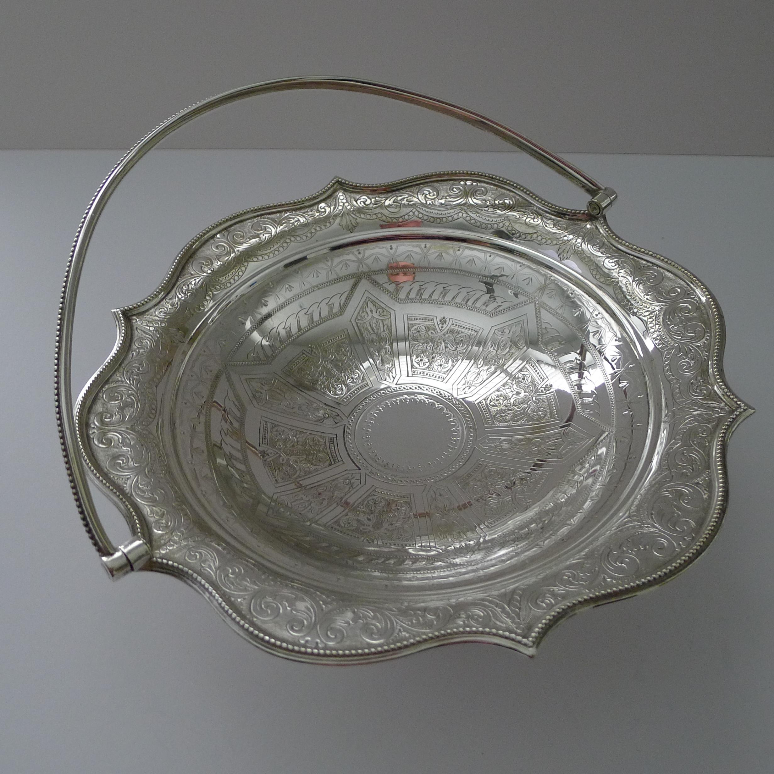 Late 19th Century Antique English Silver Plated Basket by Briddon Brothers c.1880