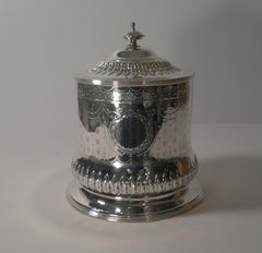 Antique English Silver Plated Biscuit Box by George Sissons, circa 1870