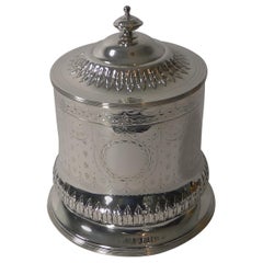 Antique English Silver Plated Biscuit Box by George Sissons, circa 1870